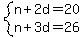 system%28n%2B2d=20%2Cn%2B3d=26%29