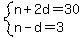 system%28n%2B2d=30%2Cn-d=3%29