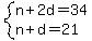 system%28n%2B2d=34%2Cn%2Bd=21%29
