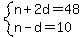 system%28n%2B2d=48%2Cn-d=10%29