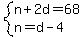 system%28n%2B2d=68%2Cn=d-4%29