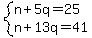 system%28n%2B5q=25%2Cn%2B13q=41%29