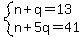 system%28n%2Bq=13%2Cn%2B5q=41%29