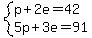 system%28p%2B2e=42%2C5p%2B3e=91%29