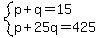 system%28p%2Bq=15%2Cp%2B25q=425%29