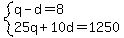 system%28q-d=8%2C25q%2B10d=1250%29