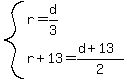 system%28r=d%2F3%2Cr%2B13=%28d%2B13%29%2F2%29