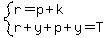 system%28r=p%2Bk%2Cr%2By%2Bp%2By=T%29