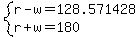 system%28r-w=128.571428%2Cr%2Bw=180%29