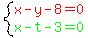system%28red%28x-y-8=0%29%2Cgreen%28x-t-3=0%29%29