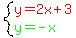 system%28red%28y=2x%2B3%29%2Cgreen%28y=-x%29%29