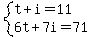 system%28t%2Bi=11%2C6t%2B7i=71%29