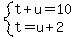 system%28t%2Bu=10%2Ct=u%2B2%29
