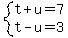 system%28t%2Bu=7%2Ct-u=3%29