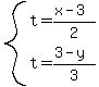 system%28t=%28x-3%29%2F2%2Ct=%283-y%29%2F3%29