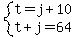 system%28t=j%2B10%2Ct%2Bj=64%29