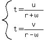 system%28t=u%2F%28r%2Bw%29%2Ct=v%2F%28r-w%29%29