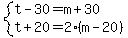 system%28t-30=m%2B30%2Ct%2B20=2%28m-20%29%29