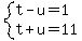 system%28t-u=1%2Ct%2Bu=11%29