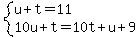 system%28u%2Bt=11%2C10u%2Bt+=+10t%2Bu%2B9%29