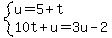 system%28u=5%2Bt%2C10t%2Bu=3u-2%29