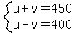 system%28u+%2B+v+=+450%2C%0D%0A%0D%0Au+-+v+=+400%29
