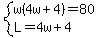 system%28w%284w%2B4%29=80%2CL=4w%2B4%29