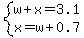 system%28w%2Bx=3.1%2Cx=w%2B0.7%29