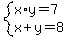 system%28x%2Ay=7%2Cx%2By=8%29