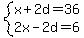 system%28x%2B2d=36%2C2x-2d=6%29