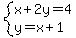 system%28x%2B2y=4%2Cy=x%2B1%29