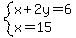 system%28x%2B2y=6%2Cx=15%29