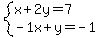 system%28x%2B2y=7%2C-1x%2By=-1%29