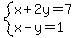 system%28x%2B2y=7%2Cx-y=1%29