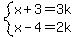 system%28x%2B3=3k%2Cx-4=2k%29
