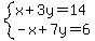 system%28x%2B3y=14%2C-x%2B7y=6%29