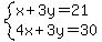 system%28x%2B3y=21%2C4x%2B3y=30%29