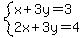 system%28x%2B3y=3%2C2x%2B3y=4%29