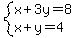 system%28x%2B3y=8%2Cx%2By=4%29