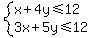 system%28x%2B4y%3C=12%2C3x%2B5y%3C=12%29