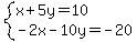system%28x%2B5y=10%2C-2x-10y=-20%29