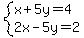 system%28x%2B5y=4%2C2x-5y=2%29