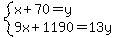 system%28x%2B70=y%2C9x%2B1190=13y%29