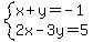 system%28x%2By=-1%2C2x-3y=5%29