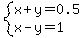 system%28x%2By=0.5%2Cx-y=1%29