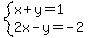system%28x%2By=1%2C2x-y=-2%29