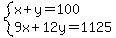 system%28x%2By=100%2C9x%2B12y=1125%29
