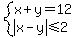 system%28x%2By=12%2Cabs%28x-y%29%3C=2%29