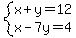 system%28x%2By=12%2Cx-7y=4%29