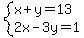 system%28x%2By=13%2C2x-3y=1%29